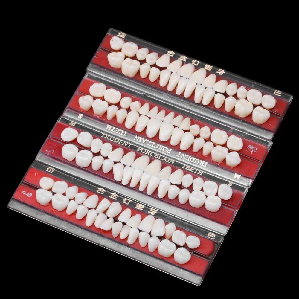 Искусственные зубы. Набор искусственных зубов. Пластмассовые искусственные зубы. Гарнитуры зубов для съёмных протезов.