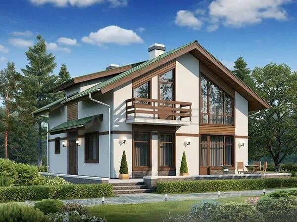 Каркасный дом с отделкой под ключ. Альвадом. Дом в скандинавском стиле с панорамными окнами с двухскатной крышей. Дом с коммуникациями и отделкой. Готовый каркасный дом.