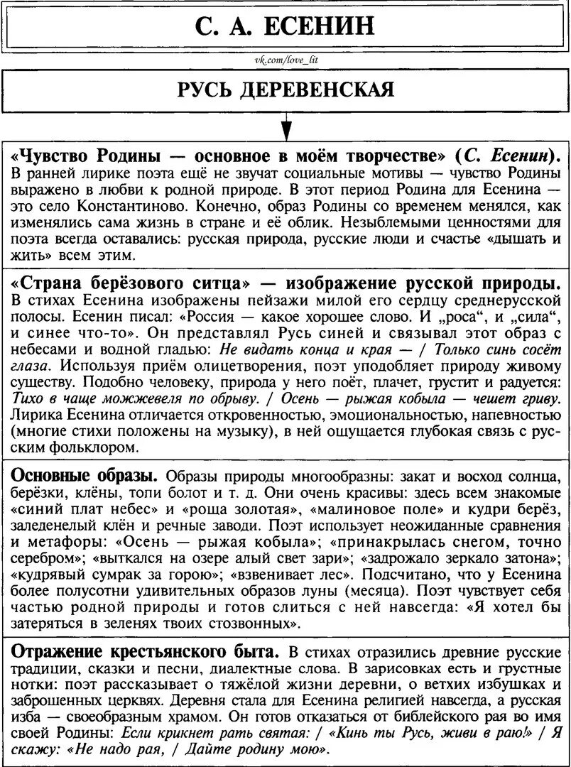 Какие бывают темы стихотворений. Литература в таблицах для егэ. основные темы стихотворений. стихи егэ литература. образ россии в лирике есенина таблица.
