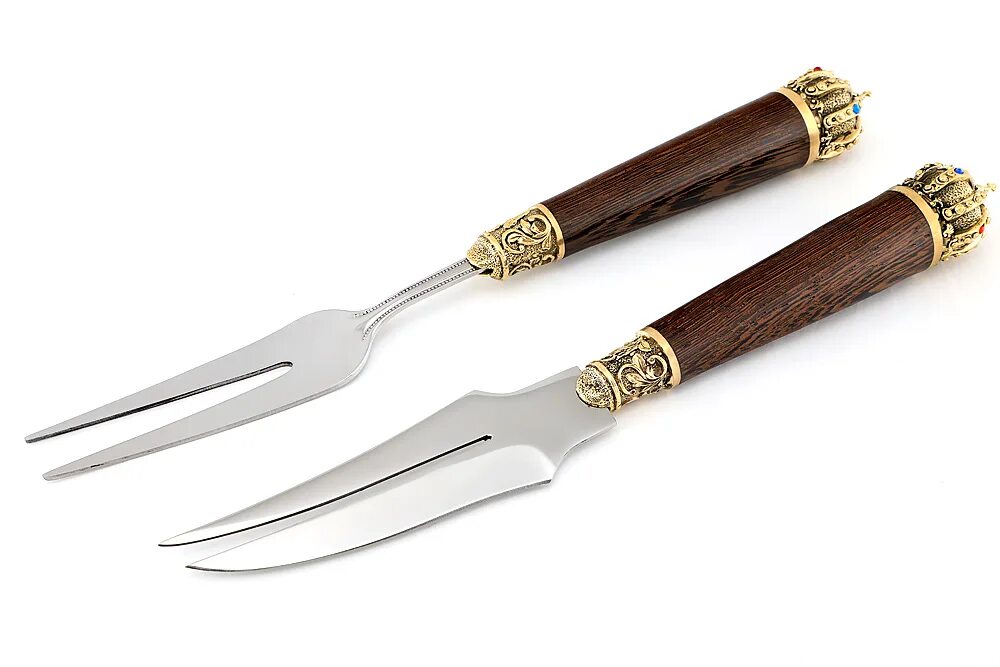 Нож шашлычный. Набор вилок корона 6 шт. Нож-вилка. Вилка для мяса с деревянной ручкой. Нож вилка для снятия мяса.