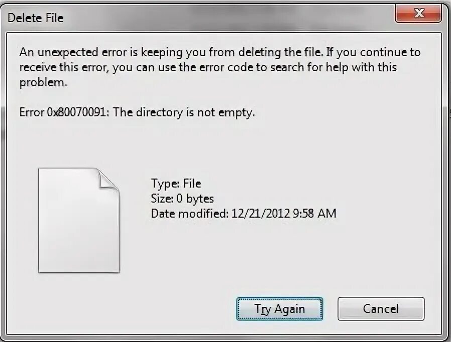 Directory is not empty. Directory is not empty