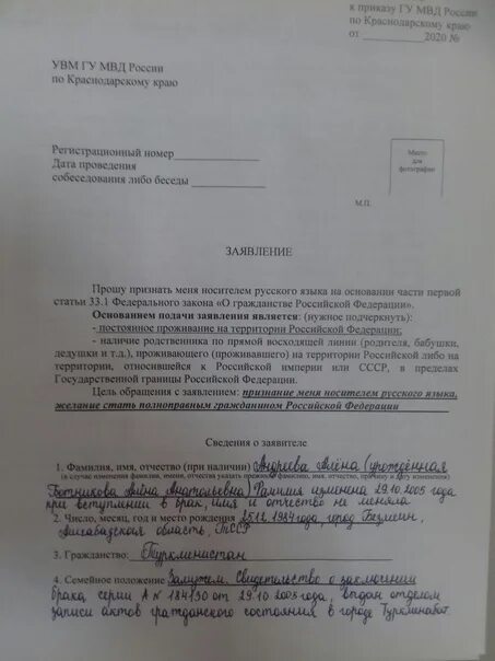 Заявления о признании гражданином российской федерации. Заявление на носителя русского языка. Пример заполнения заявления на носителя русского языка. Носитель русского языка образец. Образец заявления на признание носителем русского языка.