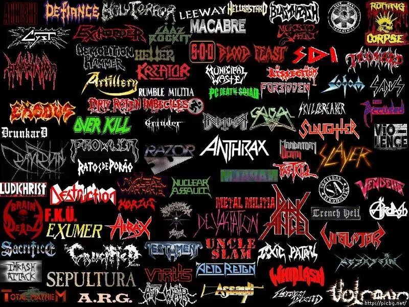 Логотипы музыкальных групп. Названия рок групп. Эмблемы рок групп. Metal группы список.