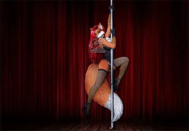 Cheryl S показывает стриптиз возле красного кресла