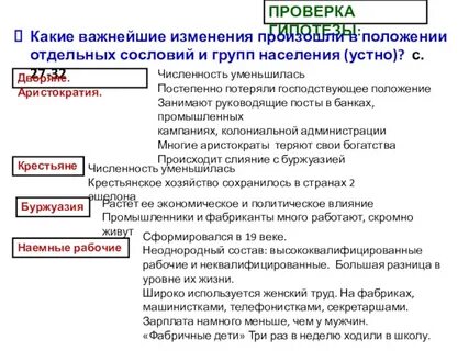Какие изменения произошли в сословиях