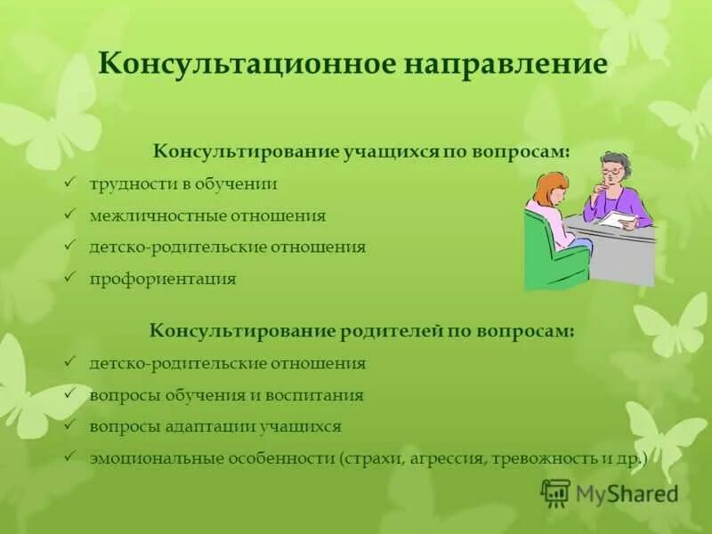 Направления в консультировании психолога. Консультативная работа психолога в ДОУ. Психологическое консультирование детей. Направления работы с родителями.