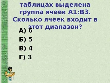 В электронной таблице выделены 6 ячеек
