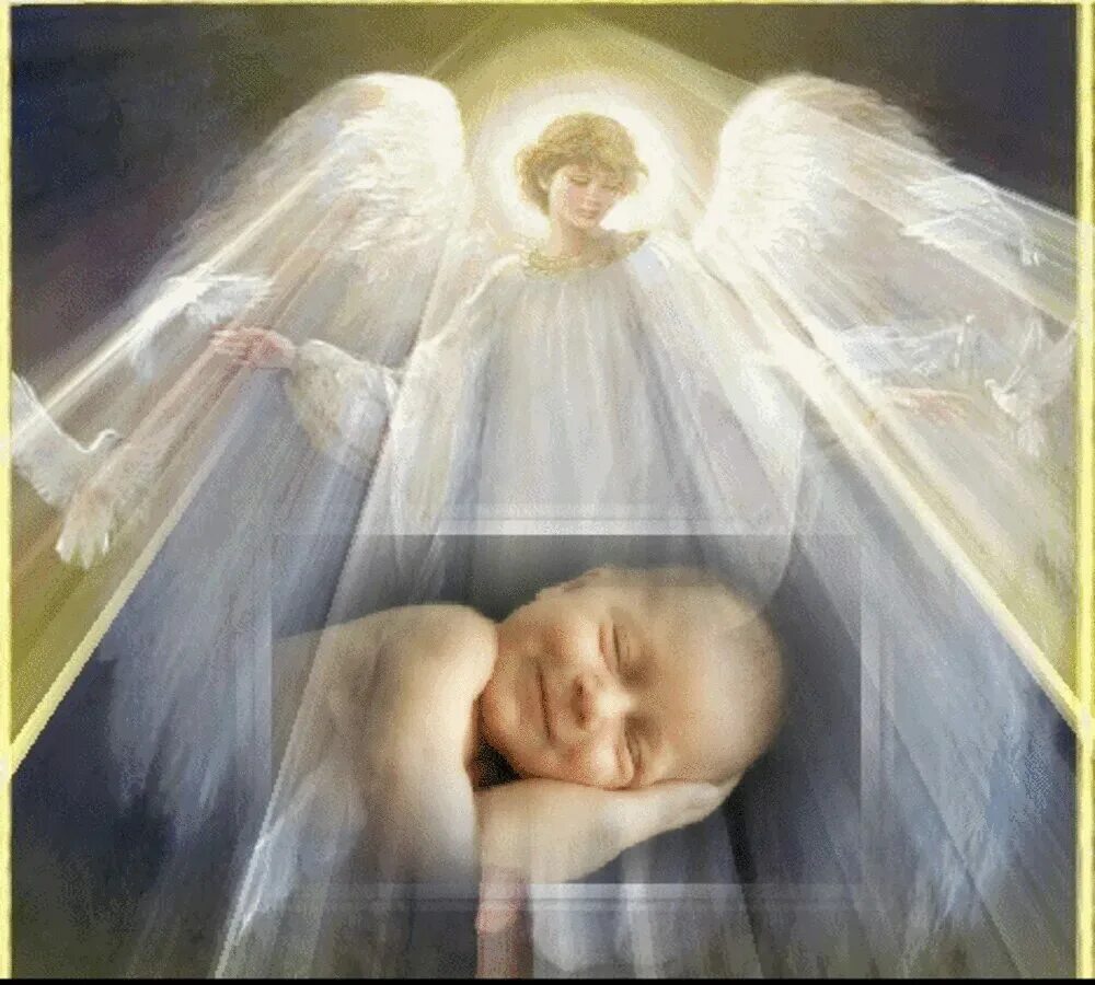 Ангел-хранитель. Ангелы над младенцем. Изображения ангелов.