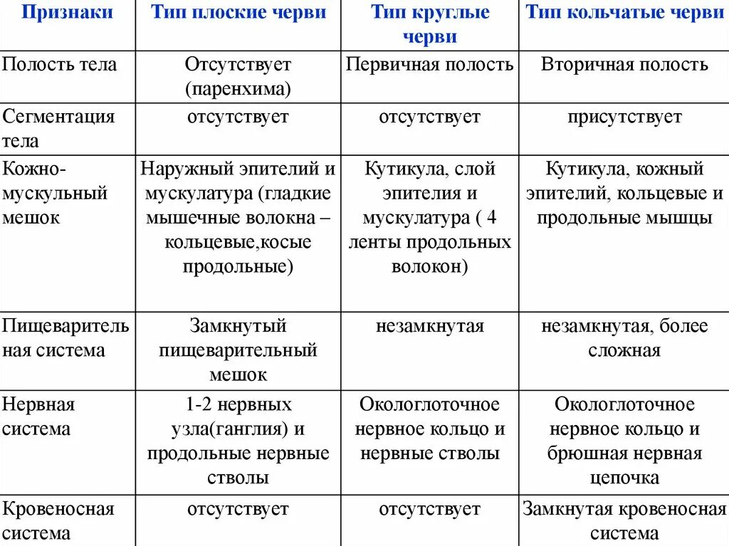 В отличии от круглых. Характеристика классов кольчатых червей таблица 7. Круглые кольчатые и плоские черви общая характеристика. Признаки кольчатых червей таблица. Таблица Тип плоские черви Тип круглые черви Тип кольчатые черви.