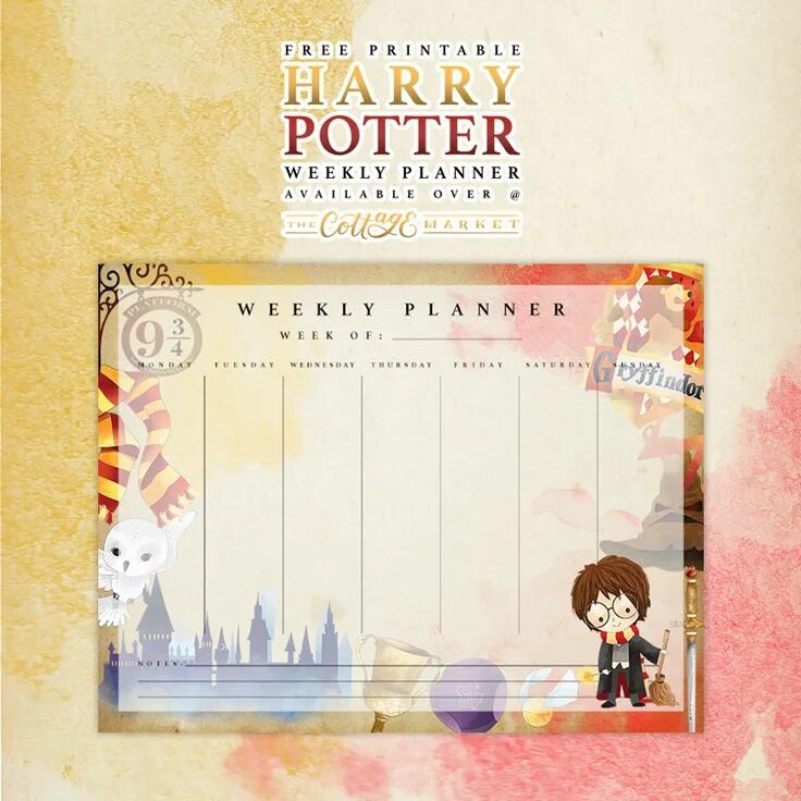 Harry potter daily routine. Harry potter routine. harry potter weekly planner. harry potter planner notes.
