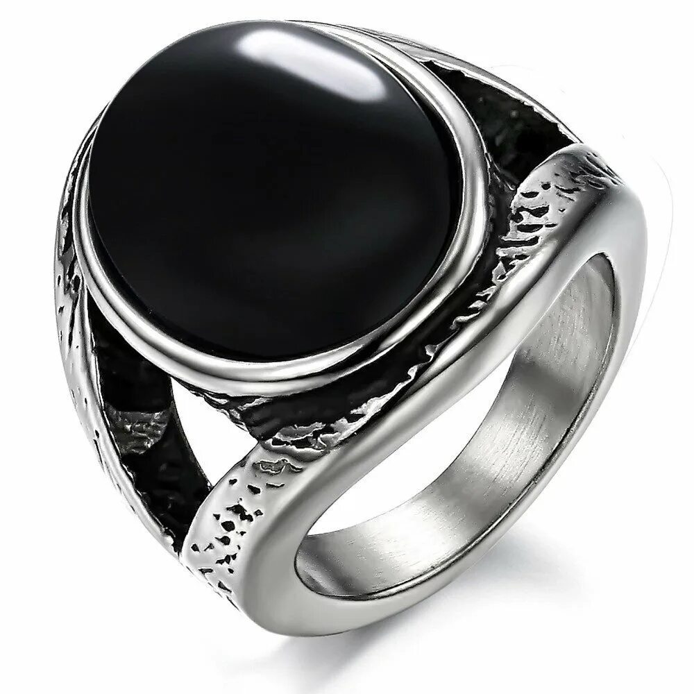 Фото черного серебра. Spikes Stainless Steel кольцо. Artefakt Jewelry кольцо с черным камнем. Onyx Ring. Black Onyx Ring.