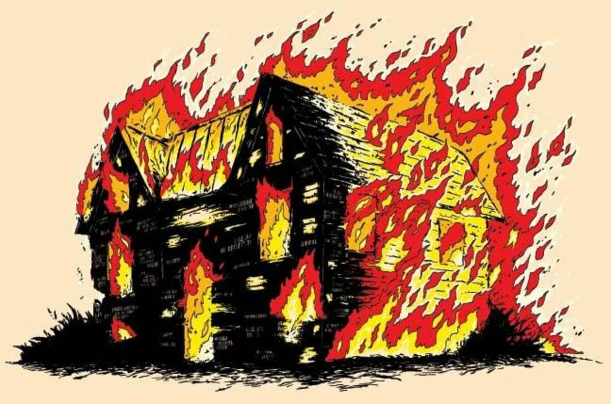 Ой дом в огне. Горящий дом. Огонь иллюстрация. Горящий дом арт. Иллюстрации горящего дома для детей.