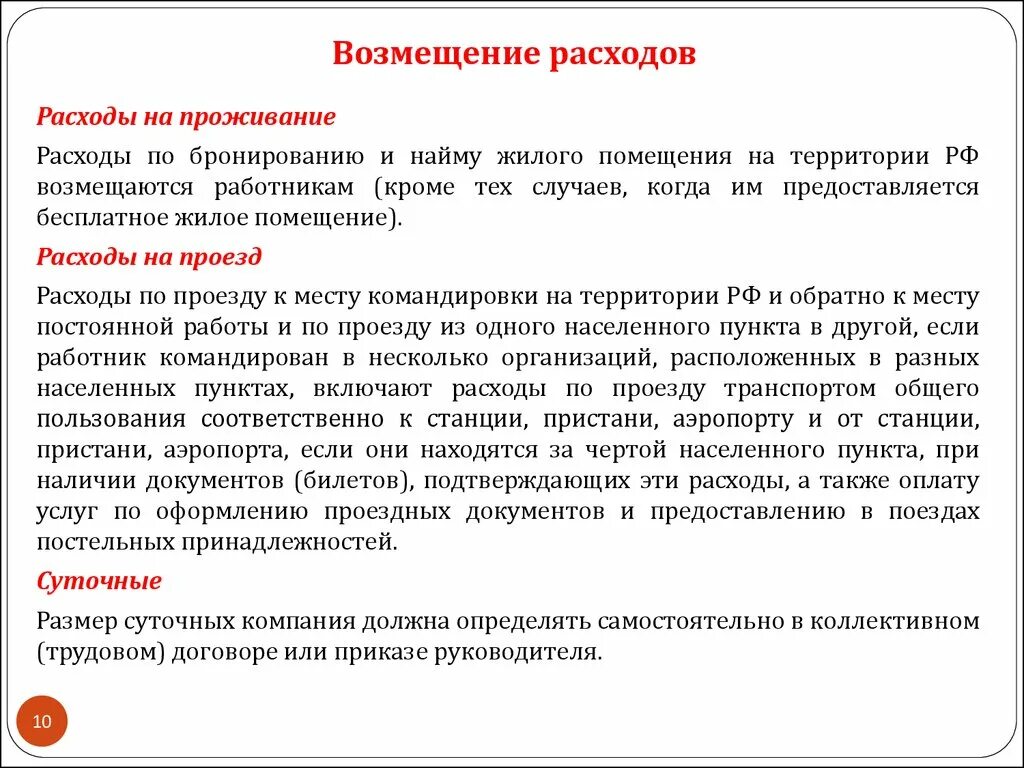 Возмещение расходов работниками организации