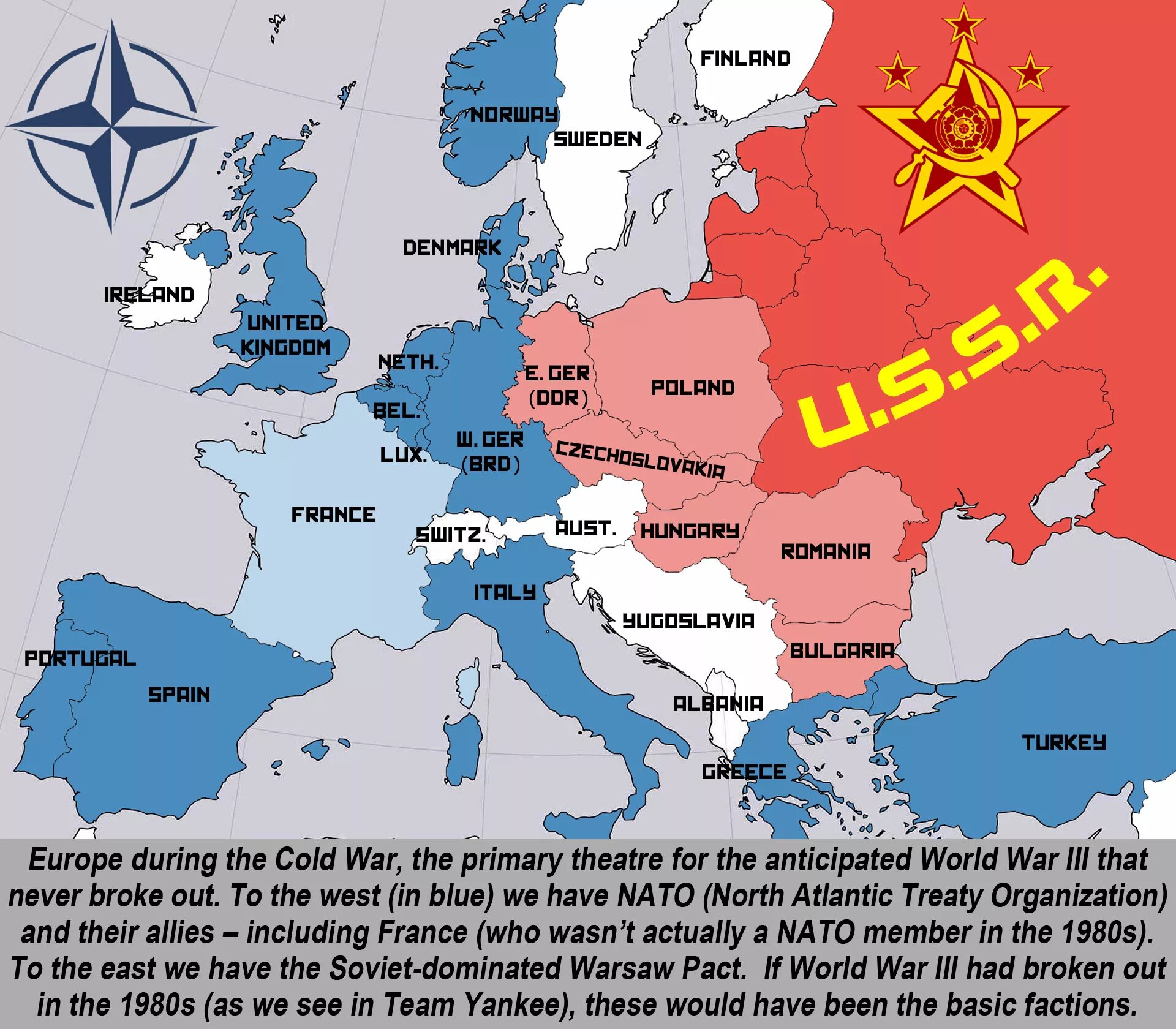 Карта Европы НАТО И ОВД. НАТО И Варшавский договор.