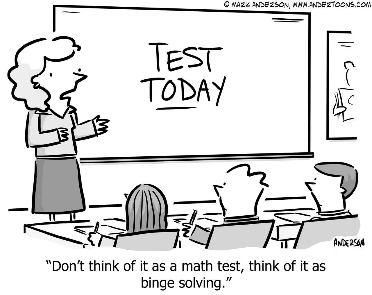 Think tests. Think 1 tests. test cartoon.