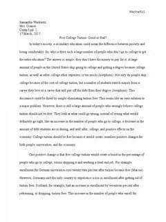 002 Essay Example Should College Free Argument Tuition Payments Pdf For.