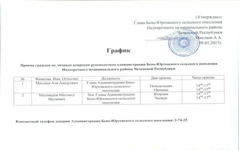 Часы работы сельского совета
