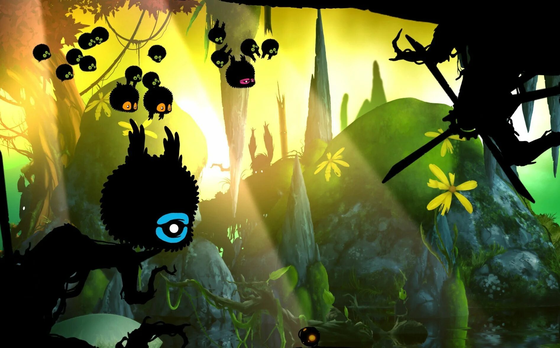 Игра где черные шарики. Бадланд игра. Бадланд 2. Badland ps3. Игра на андроид badland.