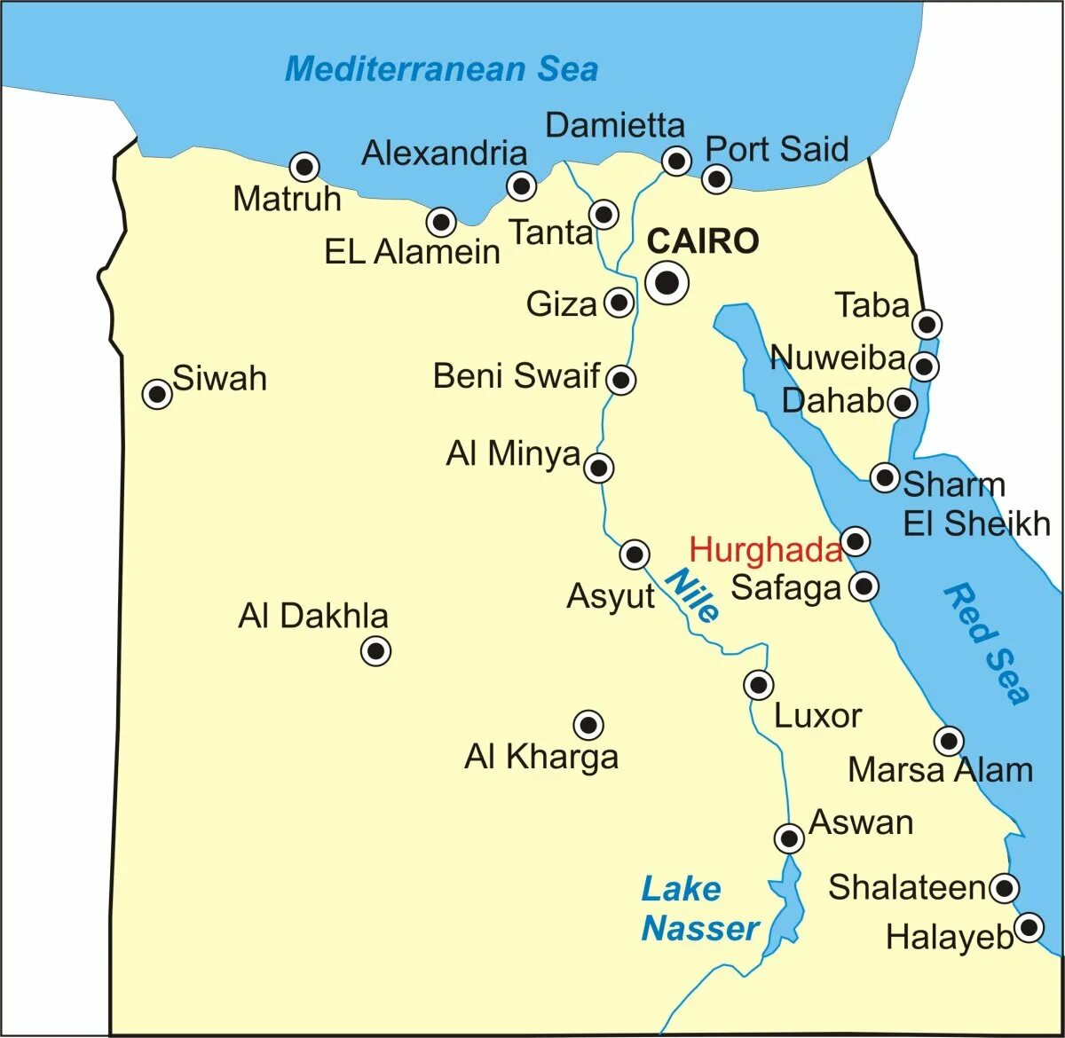 Карта египта с городами курортами