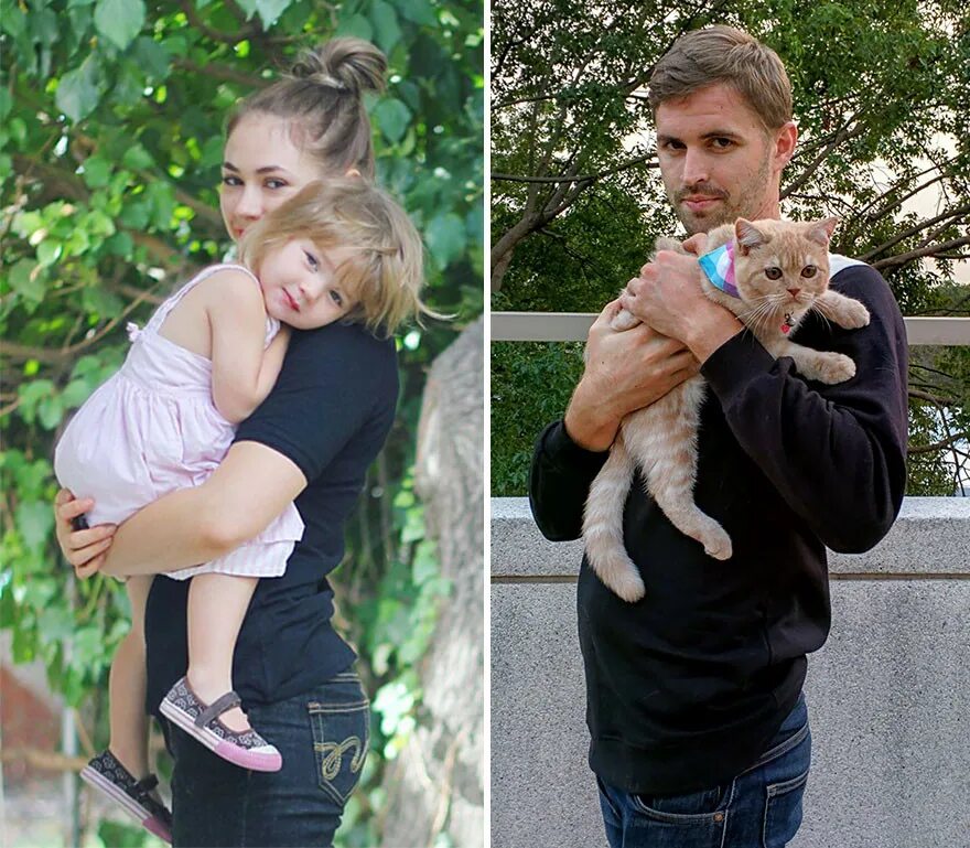 Кот вместо ребенка. Фото пары с кошкой вместо ребенку.