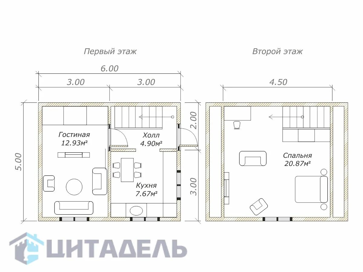 Дом из бруса "Тайга 25" 6x5 м - строительство в Пестово