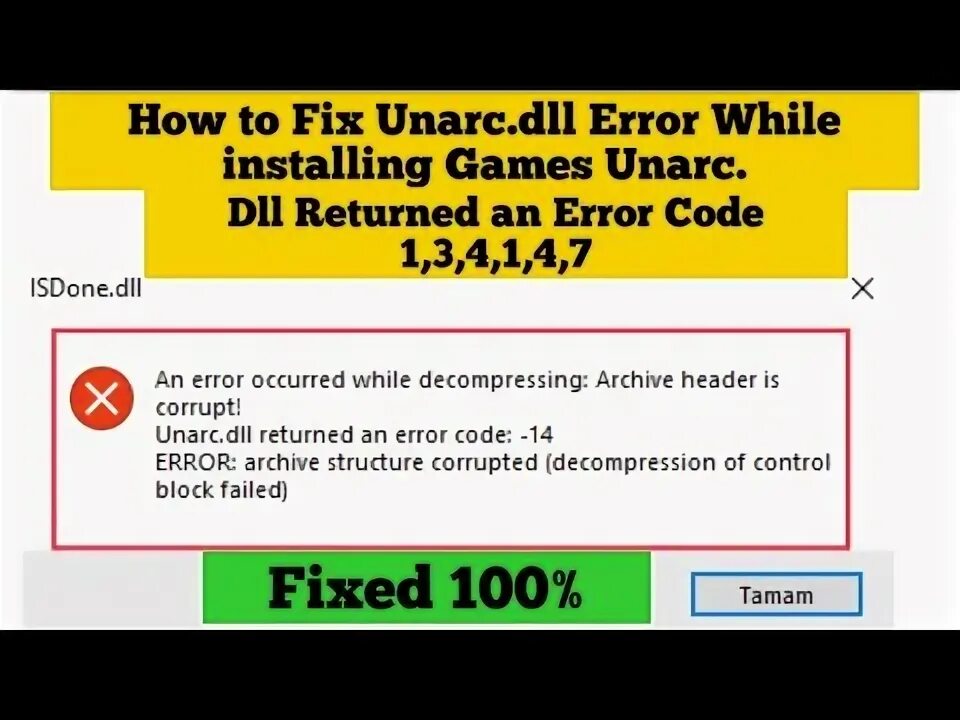 Unarc dll error code 1