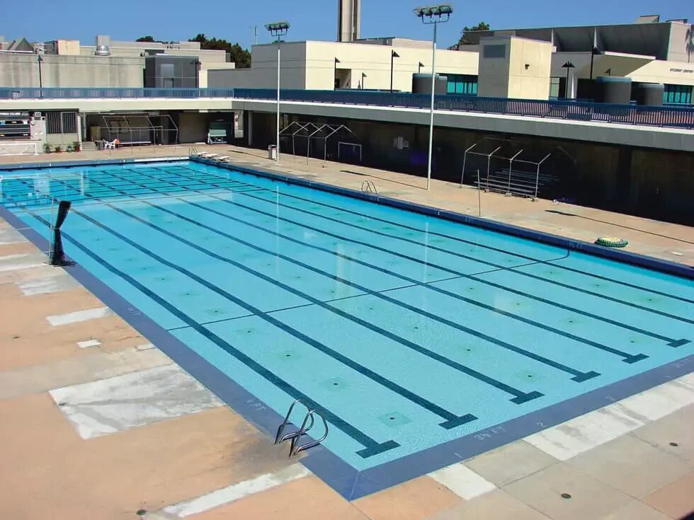 Thin pool. Pool size sm. an olympic-sized pool.