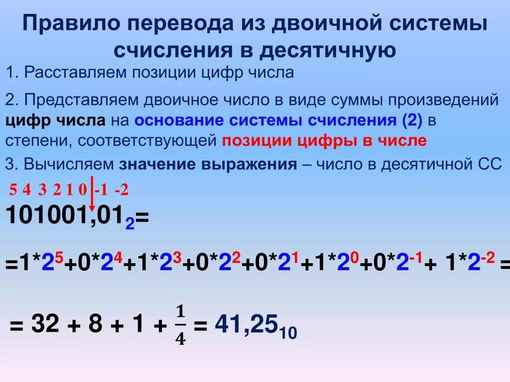 Из двоичной в десятичную систему счисления. Перевести число из двоичной системы в десятичную. Как перевести число в десятичную систему счисления из двоичной. Как перевести десятичную систему счисления в двоичную.