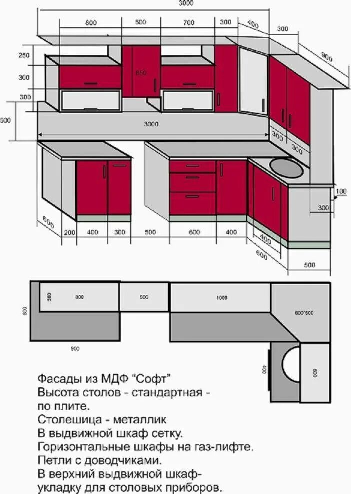 Как определить объем кухни