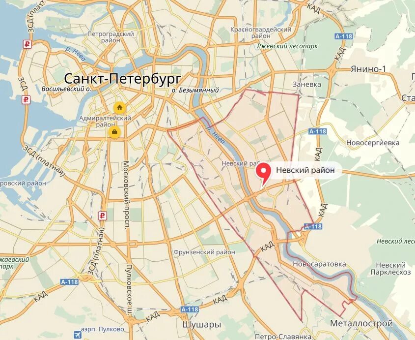 Карта Питера. Районы Санкт-Петербурга.