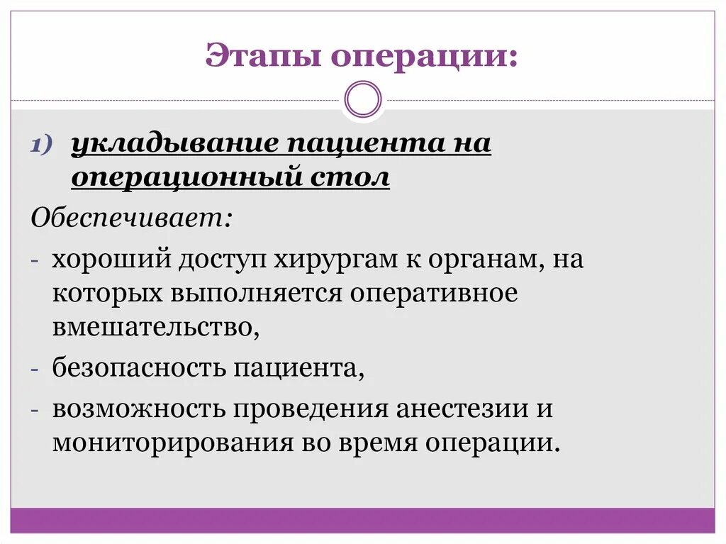 Операции по этапности. Этапами операции являются. Назовите этапы операции