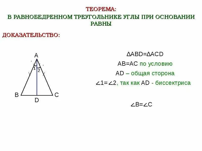 Один из углов равнобедренного треугольника равен 140. Теорема равнобедренного треугольника 7 класс доказательство. Теорема равнобедренного треугольника 7 класс. Теорема равнобедренного треугольника 7 класс геометрия. Св-ва равнобедренного треугольника.