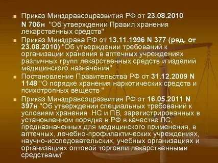 Инструкция по организации хранения в аптечных
