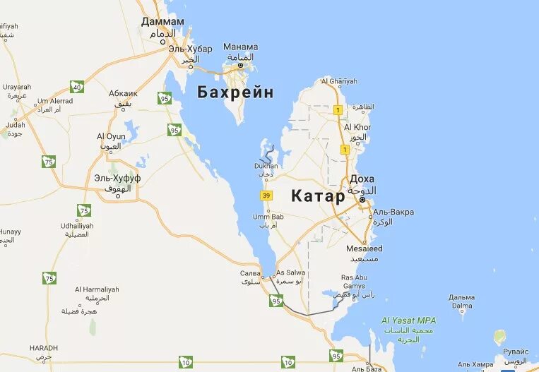 Королевство Бахрейн на карте. Катар это в медицине
