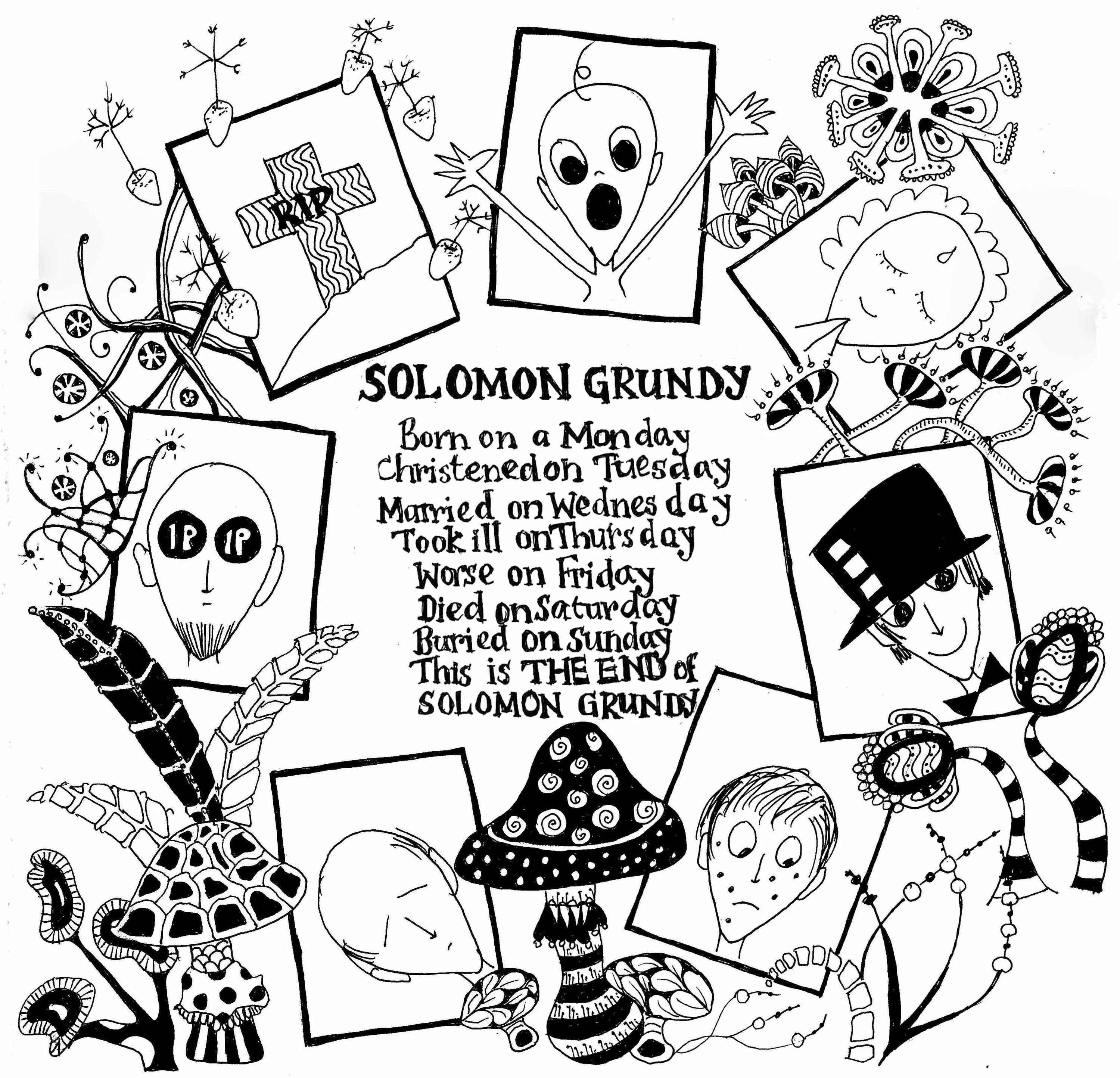 Well on monday we. Стихотворение Solomon Grundy. Solomon Grundy born on Monday. Solomon Grundy poem. Solomon Grundy born on Monday стих.