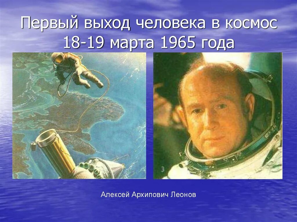 Первым вышел в космос 6. Первый выход человека в космос. 1965 Год первый выход человека в космос.