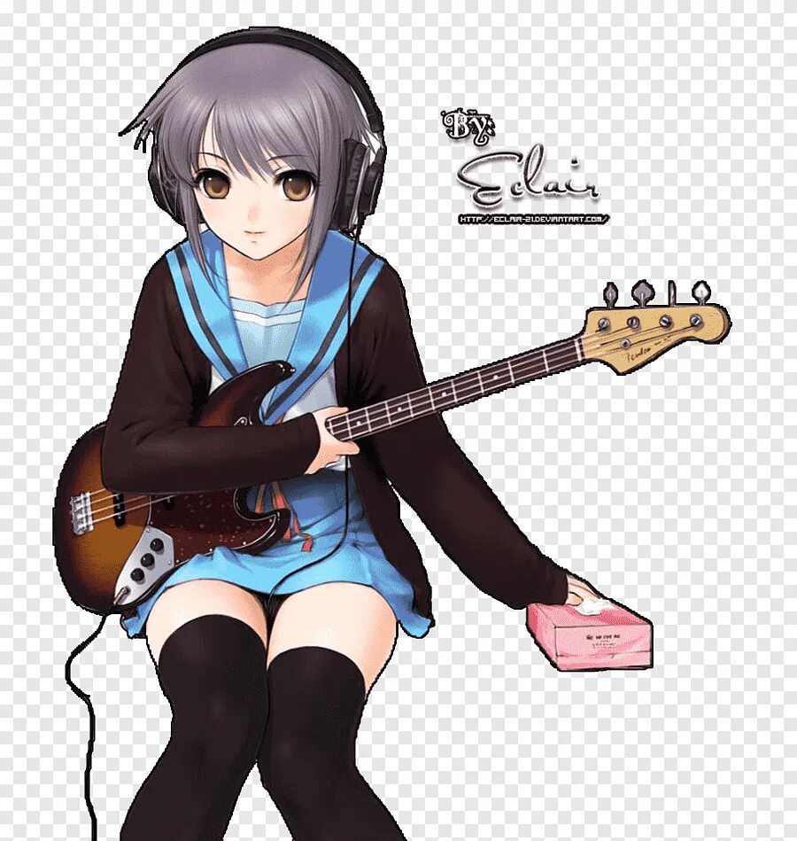 Bass girl. Юки Нагато с гитарой. Yuki Nagato Guitar.