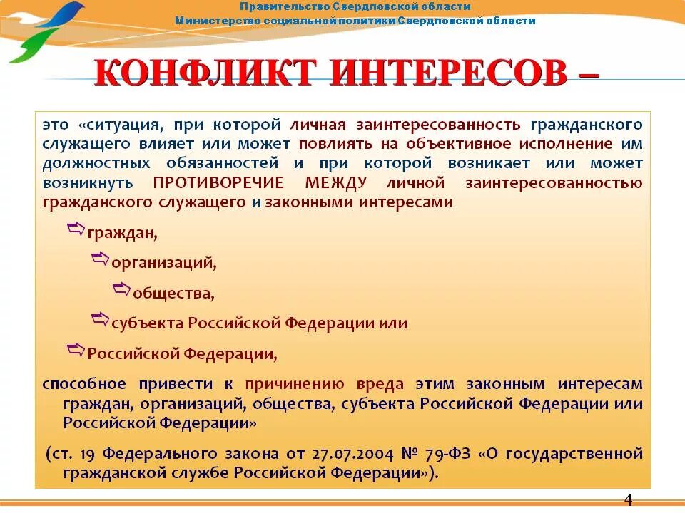 Конфликт интересов может возникать