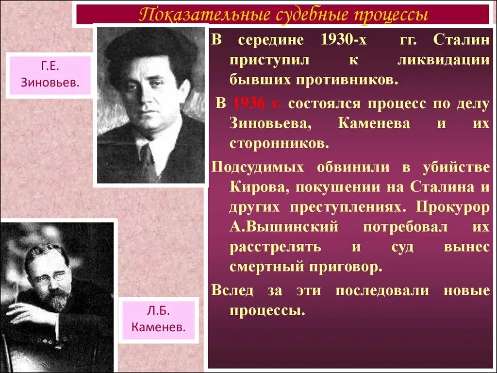 Другое дело что процесс. Процесс над Зиновьевым и Каменевым. Зиновьев и Каменев Московский процесс. Каменев и Зиновьев кратко. Зиновьев презентация.