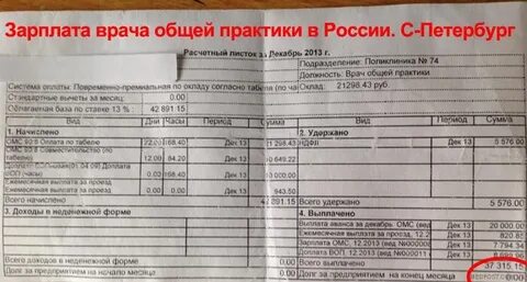 Зарплата врача терапевта