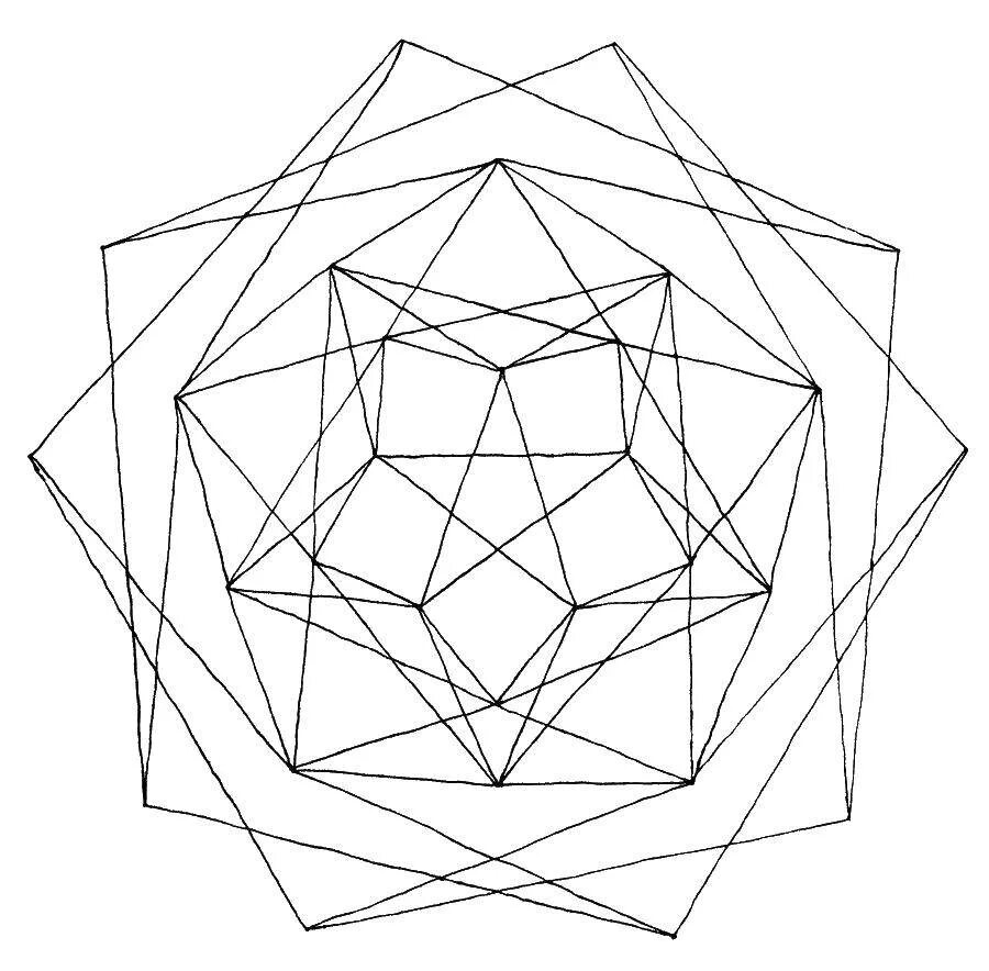 Круг из треугольников из бумаги. Мандала Геометрическая. Многогранники Эшера. Графические фигуры. Красивые геометрические фигуры.