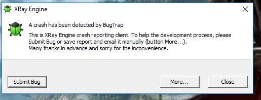 A crash has been detected by bugtrap. Xray engine crash. xray engine ошибка в сталкере. xray engine движок. сталкер bugtrap.