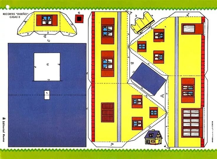 Развертка домика. Макет домика. Дом из бумаги. Домик из бумаги для детей.