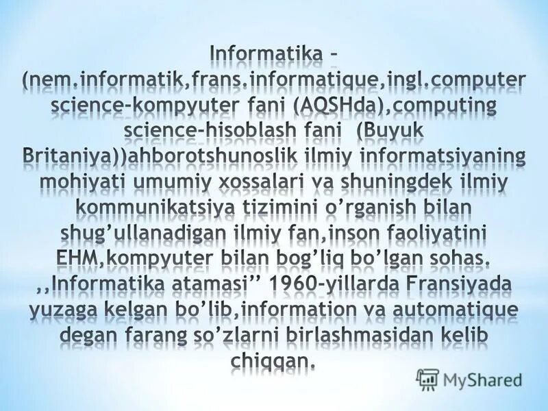 8 sinf informatika 2023. Информатика ахборот технологиялари. Информатика тушунчаси. Информатика хакида. -Sinf Informatika.