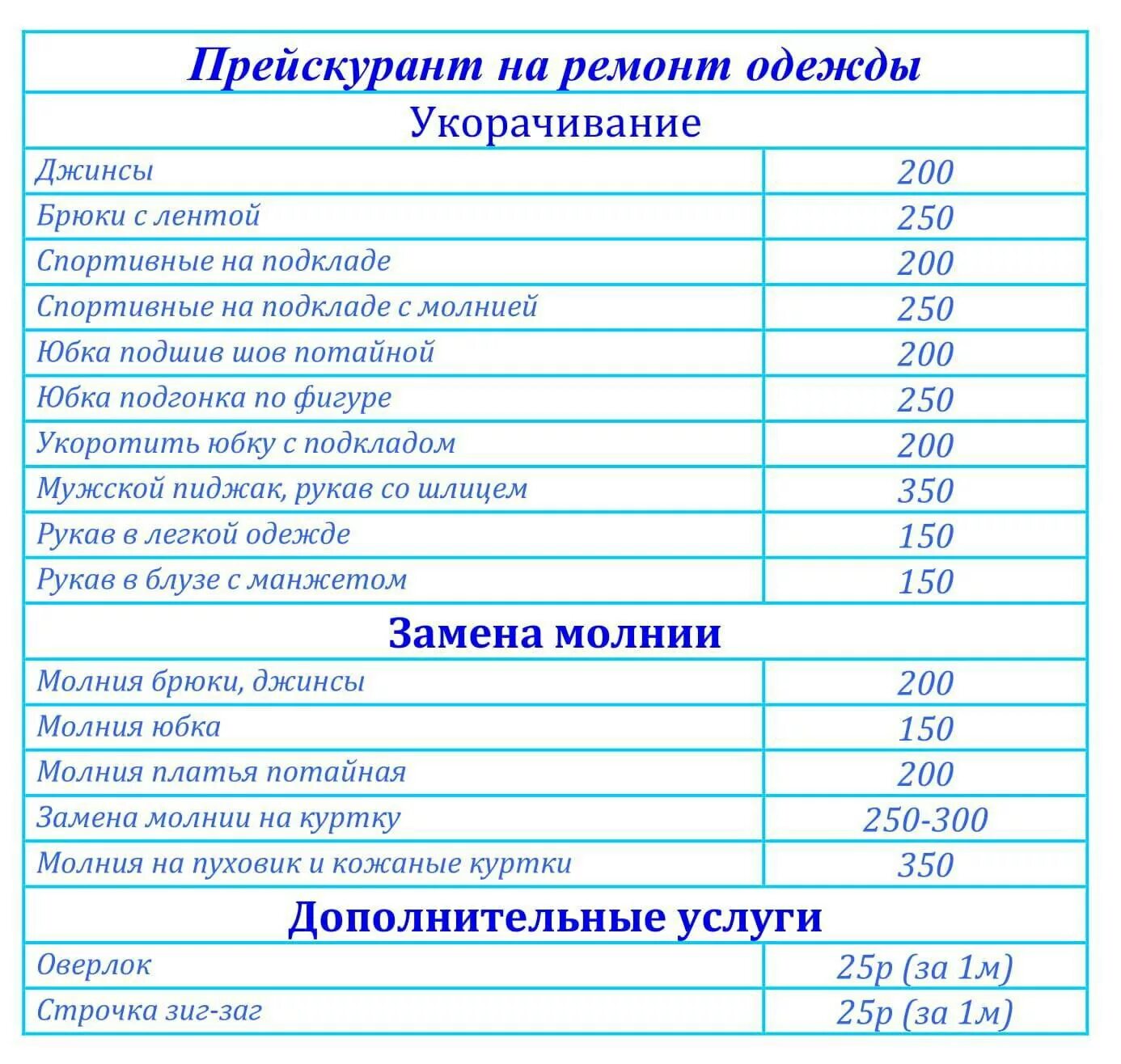 Прайс лист на пошив одежды. Прейскурант ателье по пошиву и ремонту одежды. Прейскурант на пошив одежды в ателье. Расценки на швейные изделия. Прейскурант ателье по ремонту одежды.