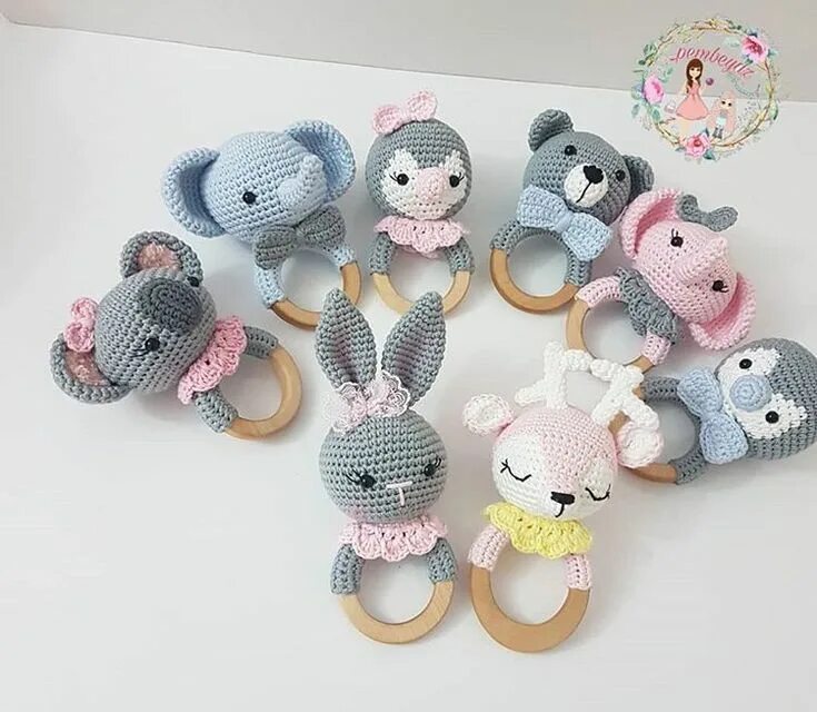 Игрушечное Деревянное Кольцо Со Слоном На Заказ,Вязаное Крючком,С Маленьким Коло