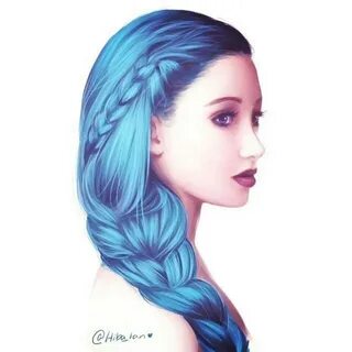 Нарисованная синия девушка