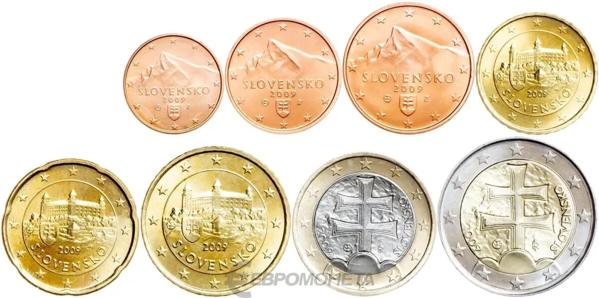 Сколько стоят монеты евро. Монета 50 центов евро. Монеты евро Словакии. Монеты Словакии 5 евро. Монеты евро 1 и 2.