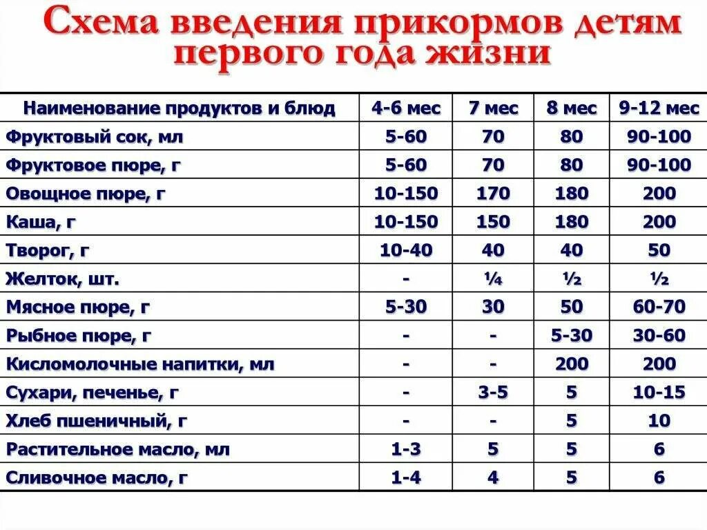 Ввод прикорма рацион для ребенка 6 месяцев. Схема введения продуктов прикорма по месяцам. Схема введения прикорма для детей на грудном вскармливании. Схема введения прикорма с 6 месяцев.