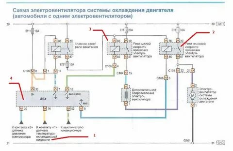 Вентилятор охлаждения двигателя схема